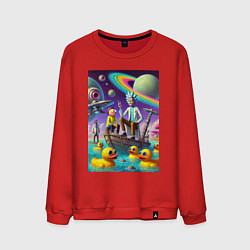 Мужской свитшот Рик и Морти в лодке - сюрреализм