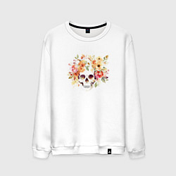 Мужской свитшот Акварельный череп с цветами