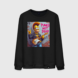 Свитшот хлопковый мужской Homer Simpson - punks not dead, цвет: черный
