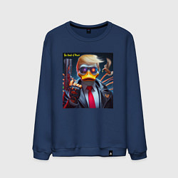 Свитшот хлопковый мужской Donald Trump is the duck of peace - joke, цвет: тёмно-синий