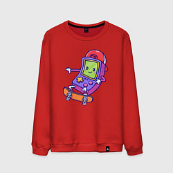 Свитшот хлопковый мужской Тетрис на скейте, цвет: красный