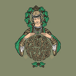 Свитшот хлопковый мужской Славянская богиня Берегиня, цвет: авокадо — фото 2