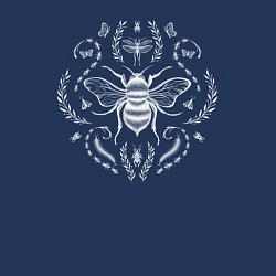 Свитшот хлопковый мужской Пчела и жуки белые, цвет: тёмно-синий — фото 2