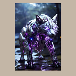 Свитшот хлопковый мужской Киборг лиса с неоновой подсветкой, цвет: миндальный — фото 2