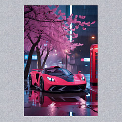 Свитшот хлопковый мужской Суперкар и сакура, цвет: меланж — фото 2