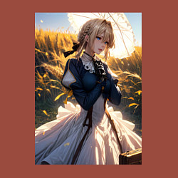 Свитшот хлопковый мужской Вайолет Эвергарден на поле пшеницы, цвет: кирпичный — фото 2