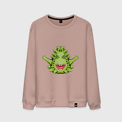 Свитшот хлопковый мужской Cartoon monster with spikes green, цвет: пыльно-розовый