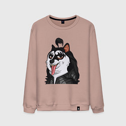 Свитшот хлопковый мужской NFT Doge - Kiss, цвет: пыльно-розовый