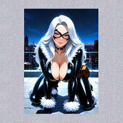 Свитшот хлопковый мужской Черная кошка на крыше небоскреба, цвет: меланж — фото 2