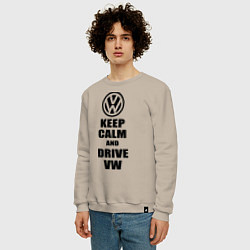 Свитшот хлопковый мужской Keep Calm & Drive VW, цвет: миндальный — фото 2