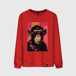 Свитшот хлопковый мужской Крутая обезьянка, цвет: красный