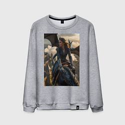 Свитшот хлопковый мужской Королеву преследует дракон, цвет: меланж