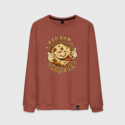 Свитшот хлопковый мужской Жирное печенько, цвет: кирпичный