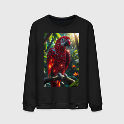 Свитшот хлопковый мужской Попугай из драгоценных камней, цвет: черный