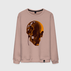 Свитшот хлопковый мужской Оранжевый череп в тенях, цвет: пыльно-розовый
