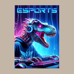 Свитшот хлопковый мужской Tyrannosaurus is esports player - neon glow, цвет: миндальный — фото 2
