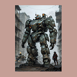 Свитшот хлопковый мужской Конвой роботов в городе, цвет: пыльно-розовый — фото 2