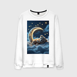 Мужской свитшот Плюшевый мишка сидит на Луне