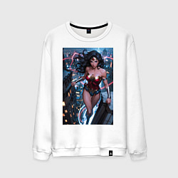 Мужской свитшот Чудо-женщина на крыше города