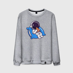 Свитшот хлопковый мужской Spaceman and pizza, цвет: меланж