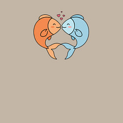 Свитшот хлопковый мужской Влюбленные рыбки с сердечками, цвет: миндальный — фото 2