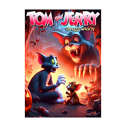 Свитшот хлопковый мужской Том и Джерри - хэллоуин фантазия, цвет: белый — фото 2