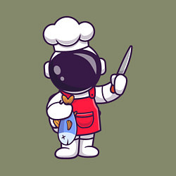 Свитшот хлопковый мужской Повар космонавт с рыбкой, цвет: авокадо — фото 2