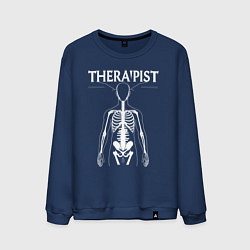 Свитшот хлопковый мужской Терапевт со скелетом, цвет: тёмно-синий