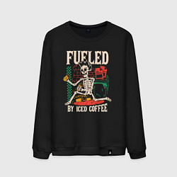 Свитшот хлопковый мужской Fueled by iced coffee, цвет: черный
