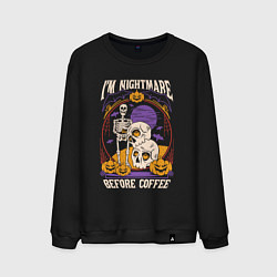 Свитшот хлопковый мужской Im nightmare before coffee, цвет: черный