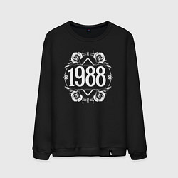 Свитшот хлопковый мужской 1988 в цветах, цвет: черный