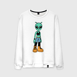 Свитшот хлопковый мужской Девочка инопланетянин, цвет: белый
