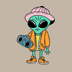 Свитшот хлопковый мужской Инопланетянин с магнитофоном, цвет: миндальный — фото 2