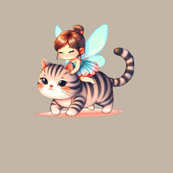 Свитшот хлопковый мужской Фея верхом на кошке, цвет: миндальный — фото 2