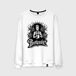 Свитшот хлопковый мужской Бармен орнамент, цвет: белый