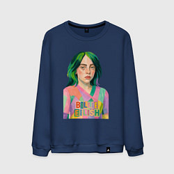 Свитшот хлопковый мужской Билли Айлиш коллаж, цвет: тёмно-синий