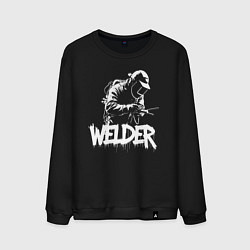 Свитшот хлопковый мужской Сварщик в работе, цвет: черный