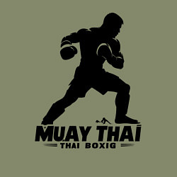 Свитшот хлопковый мужской Муай Тай сила и мощь тайского бокса, цвет: авокадо — фото 2