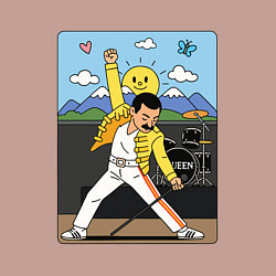 Свитшот хлопковый мужской Фредди Меркьюри мультяшный стиль, цвет: пыльно-розовый — фото 2