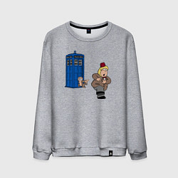 Свитшот хлопковый мужской Tardis monkey, цвет: меланж
