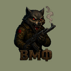 Свитшот хлопковый мужской ВМФ волк с автоматом, цвет: авокадо — фото 2