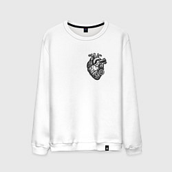 Свитшот хлопковый мужской Механическое сердце чб, цвет: белый