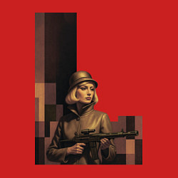 Свитшот хлопковый мужской Женщина с автоматом ретрофутуризм поп-арт 1970-е, цвет: красный — фото 2