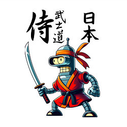 Свитшот хлопковый мужской Bender bending robot with katana - samurai, цвет: белый — фото 2