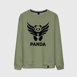 Свитшот хлопковый мужской Летающая панда, цвет: авокадо