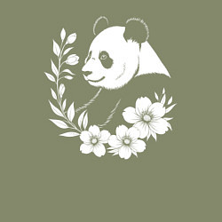 Свитшот хлопковый мужской Панда среди цветов, цвет: авокадо — фото 2