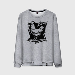 Свитшот хлопковый мужской Крутое граффити с курицей, цвет: меланж