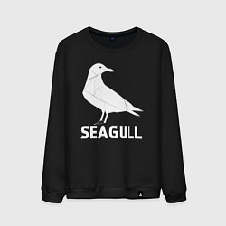 Свитшот хлопковый мужской Морская белая чайка, цвет: черный