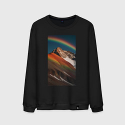 Свитшот хлопковый мужской Гора и радуга вечером, AI, цвет: черный