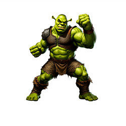 Свитшот хлопковый мужской Гибрид Шрека и Халка замахивается для удара, цвет: белый — фото 2